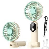 Handheld Fan USB Rechargeable Portable Mini Fan Cooling Strong Airflow Ultra Quiet 1111mAh 6 Speeds 1 Blade for Travel Office white