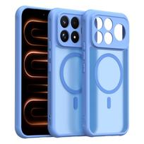 Xiaomi Poco F9 Ultra telefono dėklas, magnetinis smūgiams atsparus telefono dėklas, hibridinis buferio dangtelis Xiaomi Poco F9 Ultra šviesiai mėlyna spalva