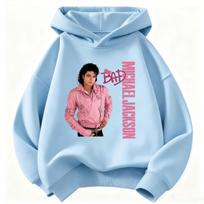 2026 New Children's Hoodie Michael Jackson Print Unisex Warm, Thickened, Retro-Style Superstar Graphic Top for Autumn/Winter 110 gray