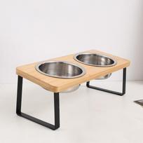 Elevated Cat Bowls Feeder Tilted Raised Feeding & Watering Supplies Pet 2/3 Stainless Steel Bowls With Stand For Cats Puppies 2 bowls beige