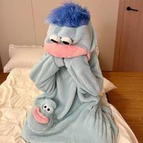 Big Mouth Monster Cute Funny Onesie Pajamas Thickened Coral Fleece Homewear For Couples Men Women Autumn Cartoon Pajamas M mėlyna