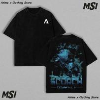 Titanfall 2 Scorch Graphic Tee: Oversized Acid Washed T-Shirt, Mech Warrior Vint M gray