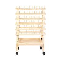 Hair Weaving Rack with Wheels Wooden Extension Stand Pegs Mobile beige