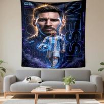 Lionel Messi Argentina Football Design Patterned tapestry for bedroom and living room home decor 75x90cm(29x35in) gray