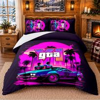 Grand Theft Auto Pattern Bedding 3Pcs Set Bed Sheet And Pillowcases For Indoor Bedroom 180cmx210cm