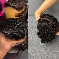Chioma Wig Pixie Short Curl Wig 100% Real Hair Black Explosion Head, Natural Short Hair Wigs gray