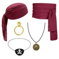 Head Wrap Pirate Costumes Belt Halloween Cosplay Costume Halloween Ball Pirate Set  Carnival Party Style 3 brown