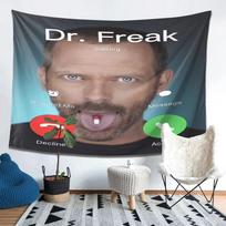 Dr Freak House MD Tapestry Vibrant Wall Hanging with Playful Design Ideal for Living Room Tapestry Bedroom Bedside Tapestry 100X70CM gray