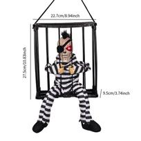 Animated Skeleton Prisoner Hanging Cage Talking Figurine Decoration Suitable for Home Party Garden