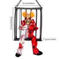 Animated Skeleton Prisoner Hanging Cage Talking Figurine Decoration Suitable for Home Party Garden