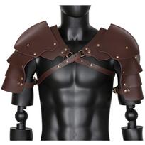 Apsiastas Odinė Sėdynė Juoda PU Oda PU Peties Šarvai Viduramžių Vikingų Sargybiniai Viduramžių Cosplay Brown shoulders black