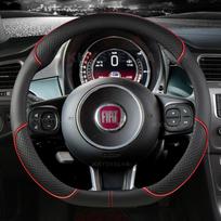 Car Steering Wheel Cover Microfiber Leather For Fiat 500 2007- 500e   500L 2014-2018 500X 2015- Auto Accessories RED D SHAPE gray