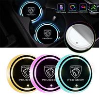 7 Colors LED Car Cup Holder Light Luminous Coaster Water Cup Pad For New Peugeot 207 208 301 308 408 508 2008 3008 4008 GT RCZ white