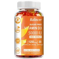 Balincer Vitamin D3 Gummies 50000 IU, Sugar Free Once Weekly, 1250mcg, 60 Gummies 60 Gummies