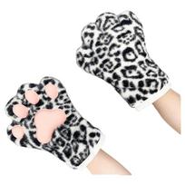 Leopard Print Cat Paw Gloves Halloween Cat Ears Headband Role Play Props  Theme Party Black Claw black