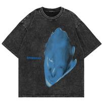 100% Cotton Vintage Washed Fontaines DC Dopamine Chamber T Shirt Fashion Men Aesthetic Retro Loose  Wash Tee Shirt 5XL gray