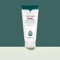 Farmstay Cica Farm Acne Foam Cleanser 180ml Centella Salicylic Acid Tea Tree Facial Cleanser for Acne-Prone Skin blue