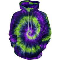 Colorful Vortex Spiral Stripe Pattern Hoodies 3D Tie-dye Printed Hippie Long Sleeved Sweatshirt Hoodie Spring Y2k Men Clothing M green