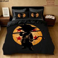Son Goku Pattern Bedding Quilt Set Quilt Cover Pillowcase Home Birthday Gift(1 * duvet cover + 2 * pillowcase, without core) 140x200cm