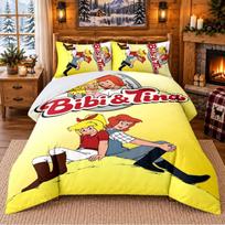 Bibi Blocksberg Pattern Bedding 3Pcs Set Bed Sheet And Pillowcases For Indoor Bedroom 135cmx200cm white