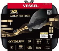 VESSEL 110th Anniversary Limited Gold Edition Cordless Electric Slim Ratchet Set 31 Socket Bits 400ER3-1MGL