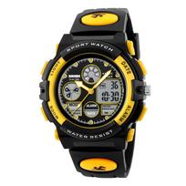SKMEI Dual Time Display Sports Kids Watches Military Back Light 5Bar Waterproof Chrono Alarm Children Wristwatch For Boys Girls yellow