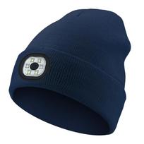 Rechargeable LED Bluetooth Beanie Hat, 6-Lamp Headlight Wireless Knit Hat with Music, USB Charging Winter Cap for Running Camping Party M1-L10-Six-lamp lampshade black