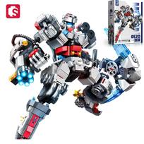 SEMBO BLOCK Combined Transforming Mecha Robot Building Blocks Kits MOC Versatile weapons Bricks Ornament Toys Boys Birthday gift with box gray