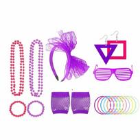 Tutu Skirt Set with Headband Vibrant 80s Charming for Disco Nights purple
