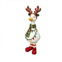 Vibrant Colors Christmas Duck Figurine Exquisite Holiday Desktop Decoration  Fireplace Mantel Style 6 white