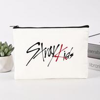 Kpop Stray Kids HOP Album Canvas Pouch, Zipper Makeup Bag, Portable Stationery Pen Case, Travel Cosmetic Storage Purse Merch Gift for STAY 3 black