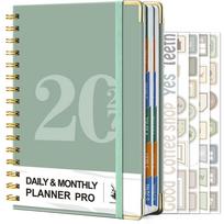 2027 Daily Binder Planner 400 Pages Weekly Monthly Calendar Journal With 5 Pieces Decorative Planning Stickers Time Management žalia