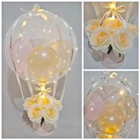 DIY Hot Air Balloon Surprise Gift Box Wedding Birthday Anniversary Decor Bouquet Gift Box Set Champagne Rose Champagne beige