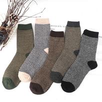 5 poros žieminių kojinių storina avies vilnos kojines Šiltos retro stiliaus spalvingos madingos kojinės sniego batams Size 37-43 gray