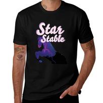 Star Stable Online žaidimo Violetinis Rožinis Arklys Marškinėliai Šviesūs Sportiniai Trumpomis Rankovėmis Marškinėliai 4XL black