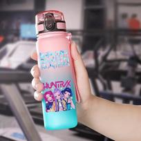 Cartoon Christmas K-Pop Demon Hunters Printed 550Ml Water Bottle Large Capacity Drinking Cup Portable Outdoor Sports Water Cup Children Kid Gift 550ml black