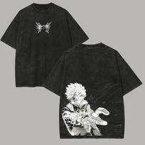 Bakugou Katsuki My Hero Academia T-shirt Vintage Washed T Shirt Summer Short Sleeve Pure Cotton Tees Tops Men Women Clothing XL black