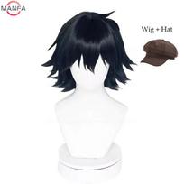 Ranpo Edogawa Cosplay Perukas Cosplay Trumpi Juodi Karščiui Atsparūs Plaukai Anime Cosplay Perukai + Peruko Kepuraitė black