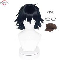 Ranpo Edogawa Cosplay Perukas Cosplay Trumpi Juodi Karščiui Atsparūs Plaukai Anime Cosplay Perukai + Peruko Kepuraitė black