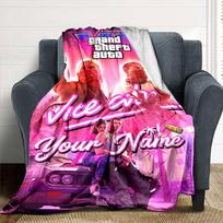 Gta Personalized Name Blanket Gift Personalized Blanket Ultra-Soft Great for Seaside Livingroom Office Bedding All-Season Use 80cmx120cm pink