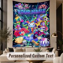 Custom Text Printed Tapestry The Amazing Digital Circus Pattern Large Wall Hanging Indoor Room Decor 100cmx150cm