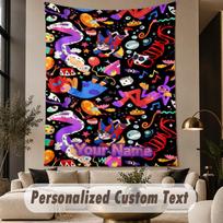 Custom Text Printed Tapestry The Amazing Digital Circus Pattern Large Wall Hanging Indoor Room Decor 100cmx150cm