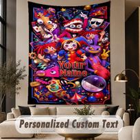 Custom Text Printed Tapestry The Amazing Digital Circus Pattern Large Wall Hanging Indoor Room Decor 100cmx150cm red