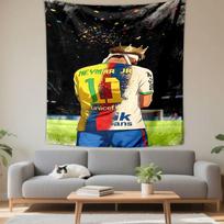 Neymar Jr Number 11 Football King Crown Wall Tapestry Split Jersey Confetti Celebration Decor for Man Cave Bedroom Gift 130x150cm(51x59in)