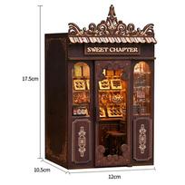 DIY Book Nook Kit Miniature Wooden Dollhouse with Light Bookshelf Insert Decoration Model for Bookshop Memories Christmas Gifts