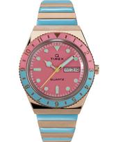Q TIMEX Laikrodis Kvarcinis 5 ATM Atsparus Vandeniui Plastikinis Rožinis Ciferblatas TW2U81500 [TIMEX] Moteriškas [Autentiškas] rožinė