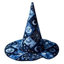 Novelty Witch Hat for Halloween Party 3D Digital Print Women's Costume Hat Accessory One Size black