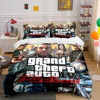 Grand Theft Auto IV Artwork Bedding Set (1 duvet cover, 2 pillowcases, duvet not included) sofas 135x200cm gray
