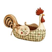 Floral Pattern Kitchen Organizer Vintage Farmhouse Rooster Utensil Holder, Resin Chicken Counter Organizer, Rustic Country Cutlery Holder Cooking A beige