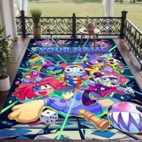 Custom Text The Amazing Digital Circus Pattern Floor Rug Soft Indoor Carpet Mat Living Room Bedroom 80cmx120cm